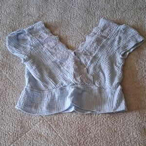 URBAN Romantics Sky Blue Textured Blouse